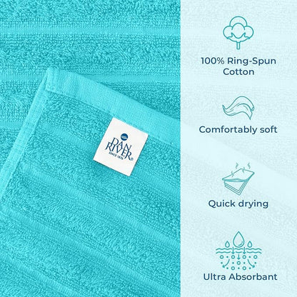 DAN RIVER Pack of 2 Bath Sheet 35x70 Inches, Ribbed Jumbo Bath Sheets for Adults, Thick and Absorbent Large Towels - Aqua