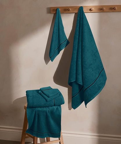 MyOwn Ultra Soft 6 Pack Cotton Towel Set, Contains 2 Bath Towels 28x55 inch, 2 Hand Towels 16x24 inch & 2 Wash Coths 12x12 inch, Ideal Everyday use, Compact & Lightweight - Teal