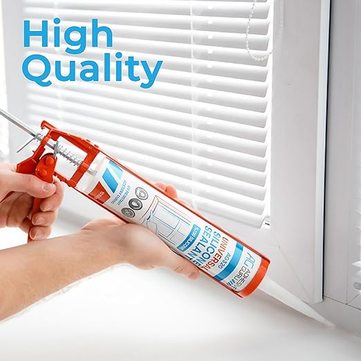 Adhesive Guru All Purpose Clear Silicone Sealant Waterproof 10.15 fl.oz, 100% Silicone Caulk, Weatherproof & Flexible Adhesive Sealant for Indoor and Outdoor Use, Transparent - 1 Pack