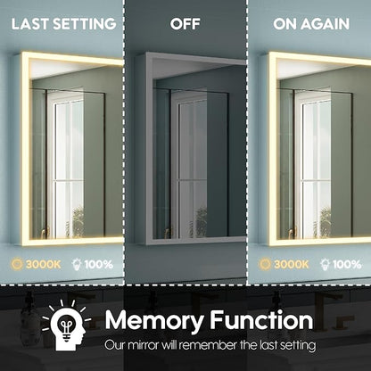 WELLFOR 60" X 30" LED Mirrored Bathroom Cabinet with 3X Magnification Makeup Mirror, Medicine Cabinet with Defog Mirror, Dimmer, Outlets & USB Ports, Bathroom Mirrored Cabinet with Three Opening Doors