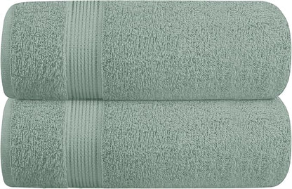 Elvana Home Cotton 2 Pack Oversized Bath Towel Set 28x55 inches, Large Bath Towels, Ultra Absorbant Compact Quickdry & Lightweight Towel, Ideal for Gym Travel Camp Pool - Jade