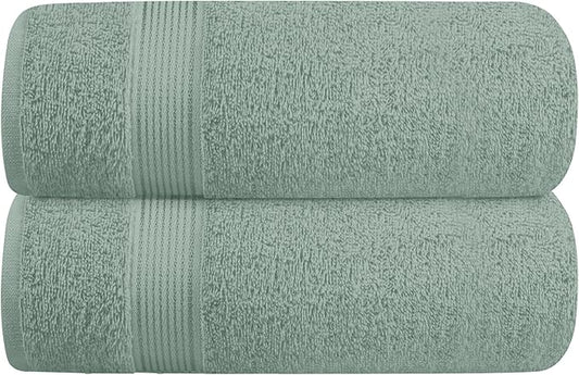 Elvana Home Cotton 2 Pack Oversized Bath Towel Set 28x55 inches, Large Bath Towels, Ultra Absorbant Compact Quickdry & Lightweight Towel, Ideal for Gym Travel Camp Pool - Jade