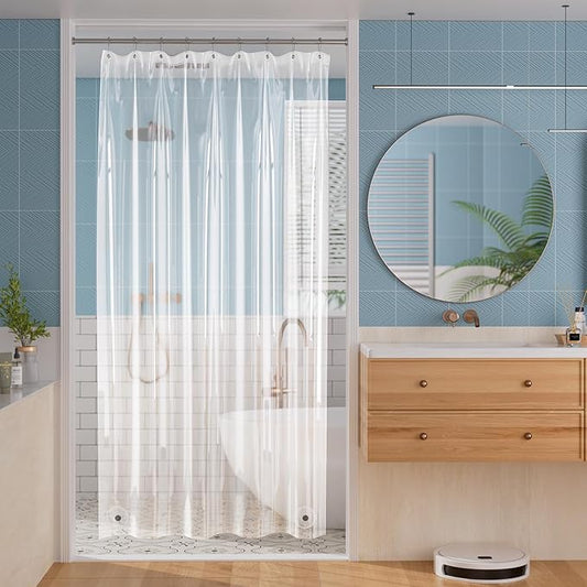 Titanker Plastic Shower Curtain Liner, Clear Shower Liner PEVA 54x72 Lightweight Waterproof Shower Curtains for Bathroom with Magnets and Rustproof Grommets