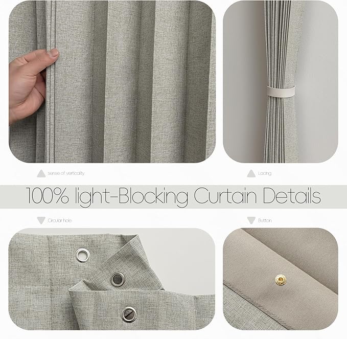 Accordian Door Curtain, 100% Blackout Folding Magnetic Doorway Curtains,Linen Style Closet Doors,for Room Divider,Privacy Protection（W52 x L78,Grey,1 Panel）