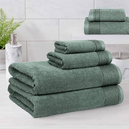 Belizzi Home 100% Cotton Ultra Soft 6 Pack Towel Set, Contains 2 Bath Towels 28x55 inchs, 2 Hand Towels 16x24 inchs & 2 Washcloths 12x12 inchs, Compact Lightweight & Highly Absorbant - Jade