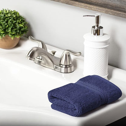 BLUENILEMILLS BNM Egyptian Cotton 6-Piece Towel Set, Includes 6 Face Towels, Attached Loop for Easy Hanging and Storage, Hotel Quality, Perfect for Bathroom, Gym, Shower Space, or Spa, Navy Blue