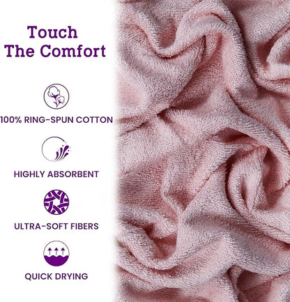 Casa Lino Face Towels & Body Wash Cloths for Showering - 100% Cotton Wash Cloths for Bathroom - Highly Absorbent & Quick Drying Washcloth Set - Cotton Washcloths 24 Pack (12" x 12") - (Blush Pink)