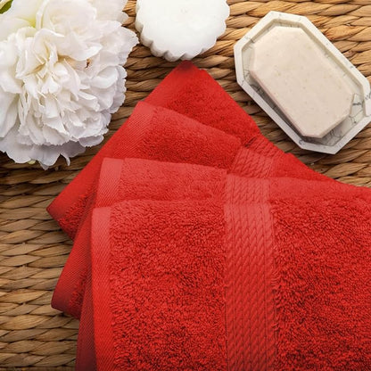 BLUENILEMILLS Premium Towel Collection, Egyptian Cotton Towels for Shower and Bathroom Assorted 4-Piece Hand Towel Set, 20" x 30", Red by Blue Nile Mills