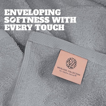 White Classic Light Gray Bath Towels 27x54 Inch, Cotton Towel Set for Bathroom, Hotel, Gym, Spa, Soft Extra Absorbent Quick Dry 4 Pack