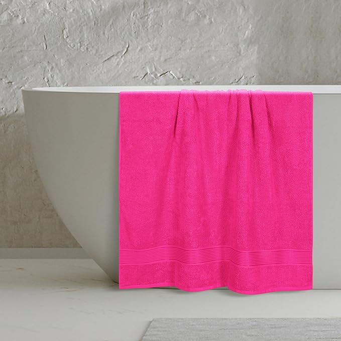 Belizzi Home Cotton 2 Pack Oversized Bath Sheet 35x70, Large Bath Sheet, Ultra Soft, Absorbent, Compact, Eco-Friendly, Recyclable, Quick Drying and Lightweight Towel - HOT Pink