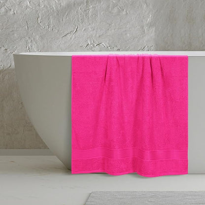 Belizzi Home Cotton 2 Pack Oversized Bath Sheet 35x70, Large Bath Sheet, Ultra Soft, Absorbent, Compact, Eco-Friendly, Recyclable, Quick Drying and Lightweight Towel - HOT Pink