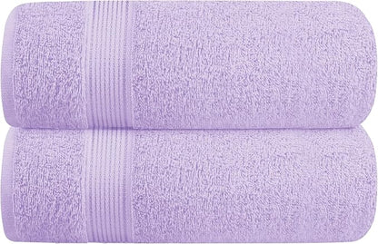 Elvana Home Cotton 2 Pack Oversized Bath Towel Set 28x55 inches, Large Bath Towels, Ultra Absorbant Compact Quickdry & Lightweight Towel, Ideal for Gym Travel Camp Pool - Dark Purple