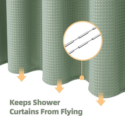 LaCyan 3 in 1 Waterproof Waffle Weave Shower Curtain and Clear Liner Set with 12 Stainless Steel Hooks Double Sided for Bathroom 72 Inches Heavy Duty Polyester Fabric Shower Curtains 72x84