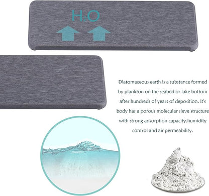 2 Pcs Water Absorbing Stone Trays, Kitchen/Bathroom Sink Soap Dish, Diatomite Tray Used for Hand Soap & Cosmetic Bottles in The Modern Home, 3.15" W x 8.7" L, Gray