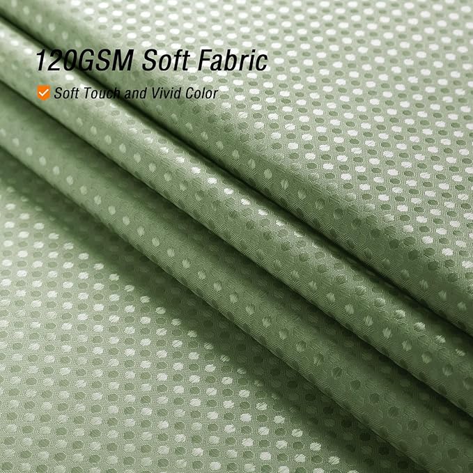 Gibelle Long Shower Curtain 72 x 78, Tall Sage Green Ombre, Waffle Weave Fabric, Water Repellent, Machine Washable