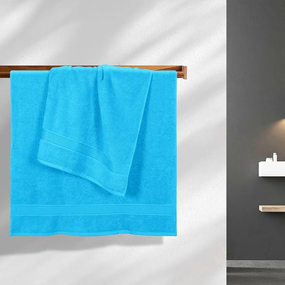 Elvana Home Cotton 2 Pack Oversized Bath Towel Set 28x55 inches, Large Bath Towels, Ultra Absorbant Compact Quickdry & Lightweight Towel, Ideal for Gym Travel Camp Pool - Turquoise Blue