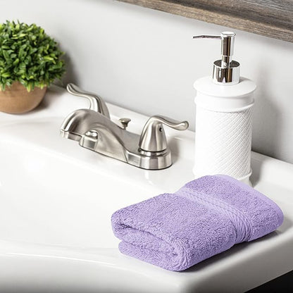 BLUENILEMILLS BNM Egyptian Cotton 6-Piece Towel Set, Includes 6 Face Towels, Attached Loop for Easy Hanging and Storage, Hotel Quality, Perfect for Bathroom, Gym, Shower Space, or Spa, Purple