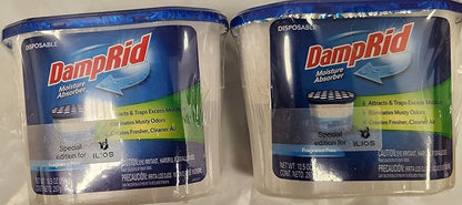 Damp Rid Moisture Absorber & Odor Remover - Fragrance Free - 10.5 oz. (Pack of 2) Disposable, Lasts Up To 60 Days, No Electricity Required - Ilios Packaging.