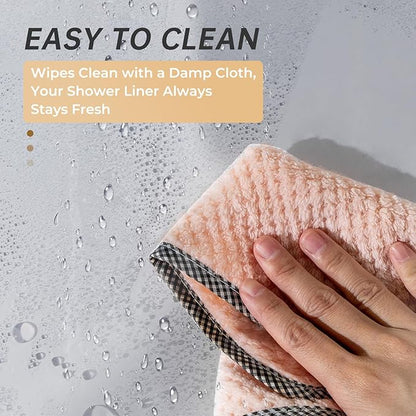 AmazerBath Stall Shower Curtain 36x72, Heavy Duty Plastic, Grey with 2 Weighted Stones and 6 Grommet Holes