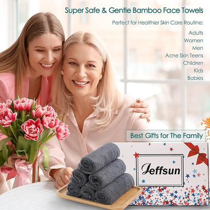 Wash Cloths 6 Pack, Women Girls Stocking Stuffers, Super Soft & Skin Friendly Face Towel for Sensitive Skin, Reusable Washable Grey Makeup Remover Cloth, Easy to Rinse 10x10 inch Small Face Washcloth