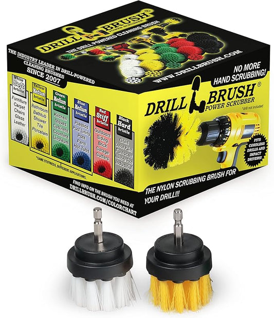 Bathroom Accessories - Drill Brush - Cleaning Supplies - Grout Cleaner - 2-inch Round Spin Brush - Scrub - Bathtub - Shower Curtain - Bath Mat - Hard Water Stain Remover - Shower Door - Glass Cleaner