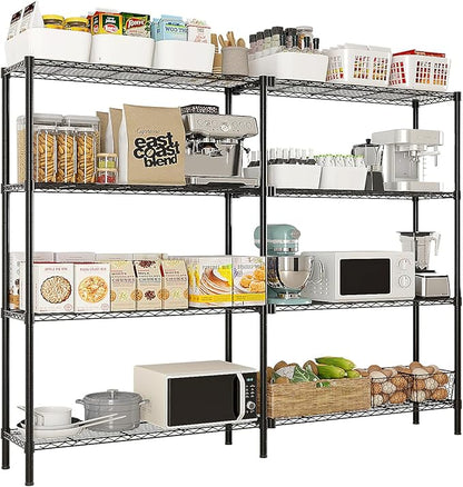 8 Tier Storage Racks Shelving, Heavy Steel Pantry Shelves, Adjustable Wire Shelving Rack, Suitable for Garage, Kitchen, Bathroom, Office, 35" W x 14" D x 106" H, Black