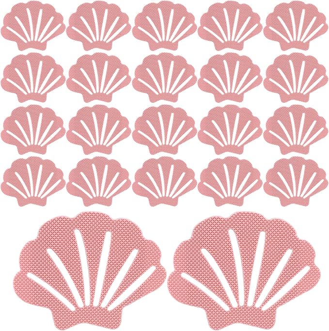 Bathtub Stickers Non Slip, Shell Shaped Tubs Safety Shower Treads, Adhesive Sticker for Bathroom Bathtub, Shower Floor,Pink(12Pcs)