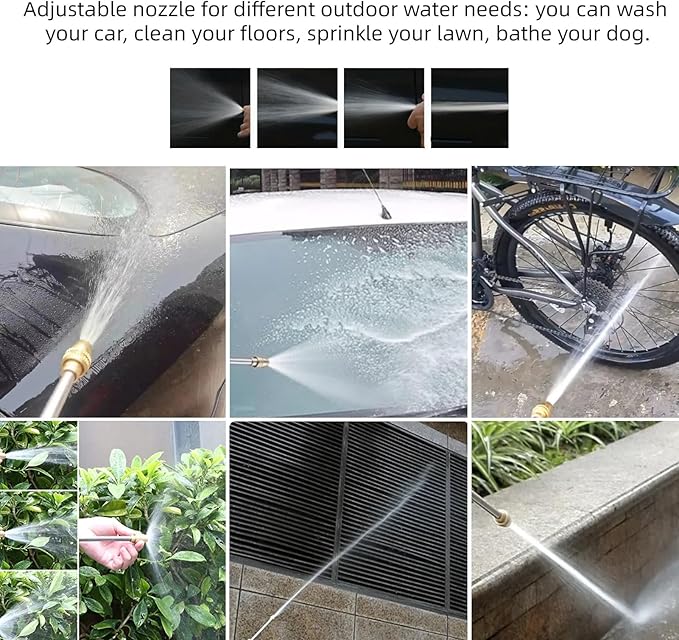 Hose Sprayer Nozzle Heavy Duty, High Pressure Hose Nozzle Water Adjustable Spray Gun Metal Brass Hose Attachment for Washing car, Cleaning, Watering Plants, lawn, Outdoor Gardening.