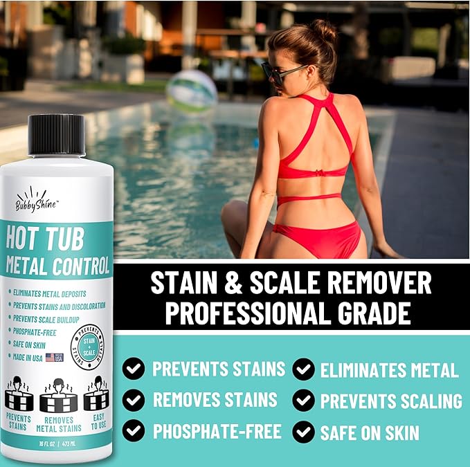 Hot Tub Metal Remover - Spa Metal Gone Hot Tub Cleaner, Metal Out Spa Remover for Hot Tub, Stain and Scale Control Cleaner Chemicals