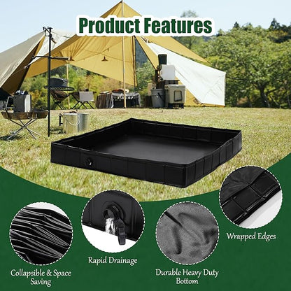 MABOZOO Foldable Shower Base, 41" x 41" x 5" Portable Shower Pan with drain pipe Collapsible Shower Basin Shower Tent Awning Base for Indoor & Outdoor. Patent Pending