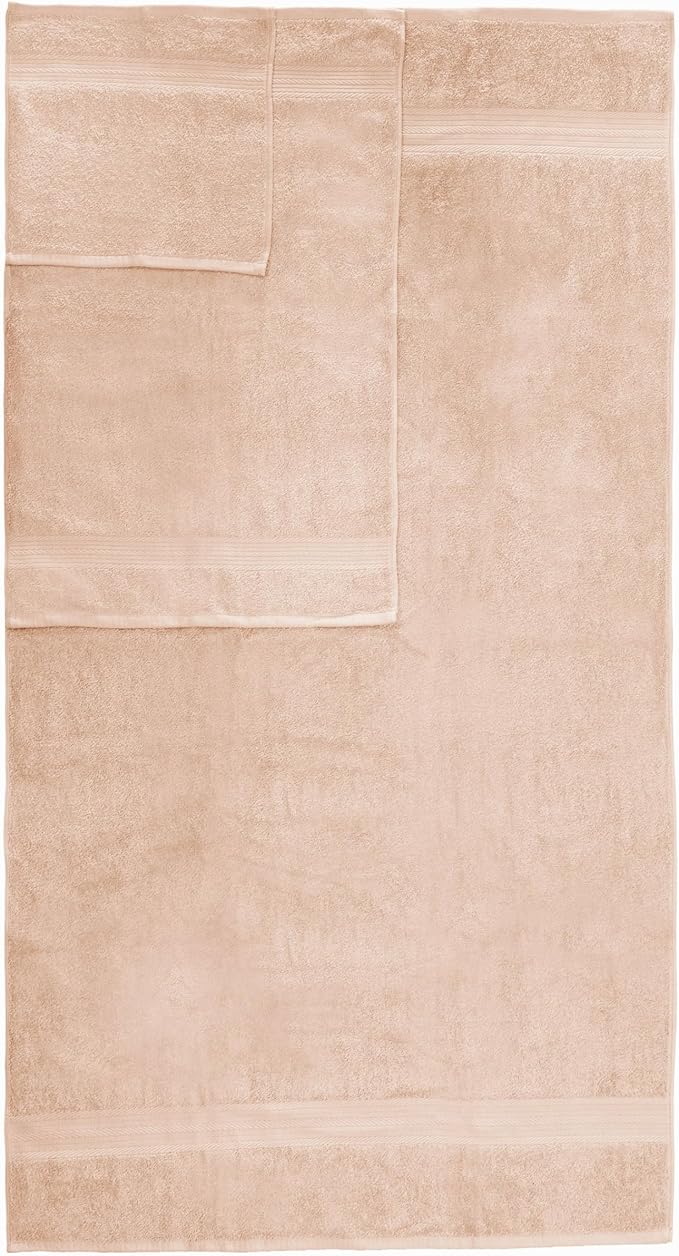 Ample Decor 100% Cotton 6 Piece Bathroom Towels Set, 2 Bath Towels, 2 Hand Towels, 2 Washcloths, Quick Drying - Beige Towel Sets