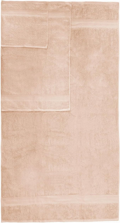 Ample Decor 100% Cotton 6 Piece Bathroom Towels Set, 2 Bath Towels, 2 Hand Towels, 2 Washcloths, Quick Drying - Beige Towel Sets