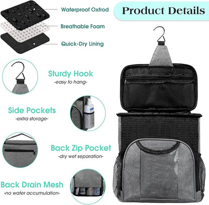 Attmu Mesh Shower Caddy Portable Dorm Tote Bag, Quick Dry Hanging Toiletry Bag, Large Capacity Shower Bag for College Dorm Room Essentials for Boys and Girls for Bath Camping (Gray)
