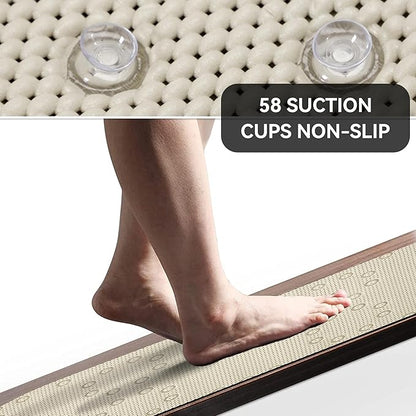 Double Layer Foam Non Slip Bathtub Mat 37x17in, More Comfortable and Thicker Tub Mat Than Ordinary Foam Shower Mat, Bath Mat for Tub with Suction for Comfort and Safety (Ivory, 36'' x 17'')