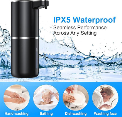 Automatic Soap Dispenser Touchless,Liquid Soap Dispenser 4-Level Adjustable Hands-Free Wall Mount Soap Dispensing for Bathroom and Kitchen Black