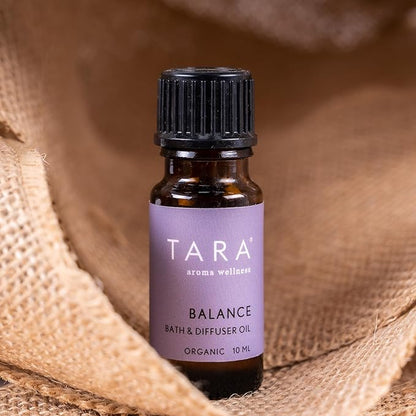 TARA Spa Therapy Balance Bath & Diffuser Oil – 100% Organic, Made with Unadulterated Essential Oils, Aromatherapy Blend for Relaxation & Harmony, Ylang Ylang, Orange & Vetiver, 10ml
