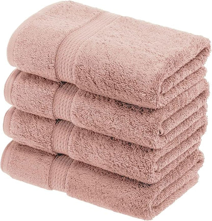 BLUENILEMILLS Madison Egyptian Cotton Hand Towels, Towel Set for Bathroom, Shower, Spa, Hotel, Plush, 800 GSM, Gym, Highly Absorbent and Ultra-Soft Towels, Bath Essentials, Set of 4, Muted Mauve