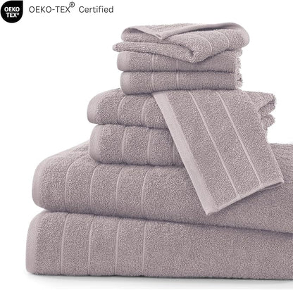 Casa Platino 100% Cotton 8 Piece Bath Towel Set - Ring Spun, Quick Dry, Super Soft & Highly Absorbent - 2 Bath, 4 Washcloths, 2 Bathroom Hand Towels - Hotel Quality Bathroom Towel Set - Platinum