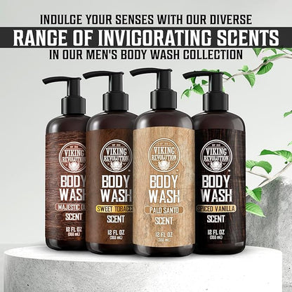 Viking Revolution Palo Santo Body Wash for Mens Shower Gel - Moisturizing Mens Body Wash with Vitamin E and Aloe Vera - Shower Gel Body Wash Men (12 Fl Oz, Pack of 1)
