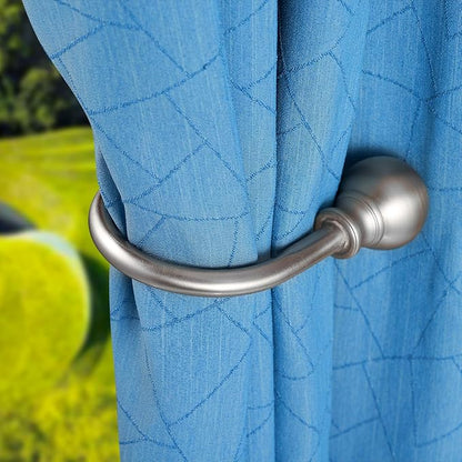 Double Curtain Rod, Adjustable 1 inch Double Drapery Rod Rods for Windows and Doors with Ball Round Finials and Brackets Set (Nickel Curtain Hooks, Standard)