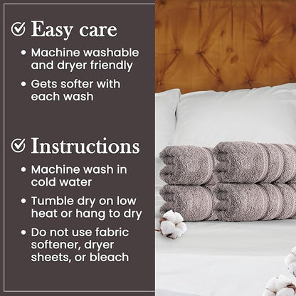 HALLEY Turkish 4 Pack Premium Hand Towels (4 Pieces) 650 GSM Highly Absorbent Super Soft 100% Cotton - 4 Hand Towels (Gray)