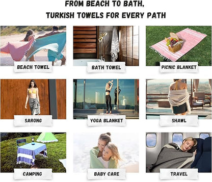 Bazaar Anatolia Turkish Beach Towel – 100% Cotton, Quick Dry, Sand Free Towel for Bathroom, Camping, Travel – Oversized 71x39 Inches – Diamond Pink