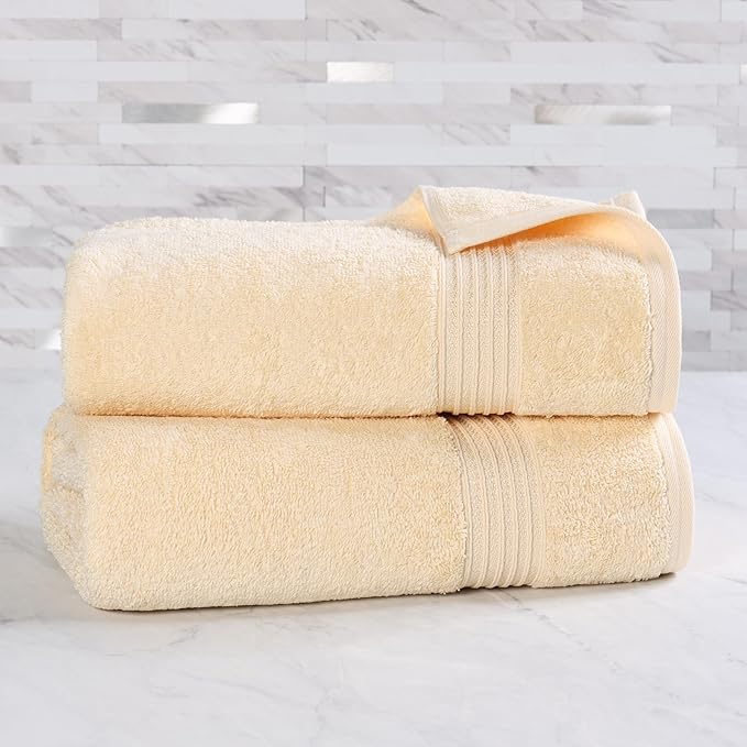Superior Egyptian Cotton 2-Piece Bath Sheet Towel Set, Oversized Body Towels For Adults And Kids, Large Towel For Bath, Shower, Guest Bathroom, Spa, Gym, Resort, Essentials, Airbnb, Canary