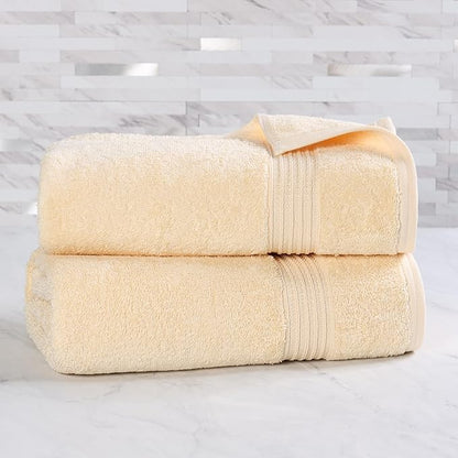Superior Egyptian Cotton 2-Piece Bath Sheet Towel Set, Oversized Body Towels For Adults And Kids, Large Towel For Bath, Shower, Guest Bathroom, Spa, Gym, Resort, Essentials, Airbnb, Canary