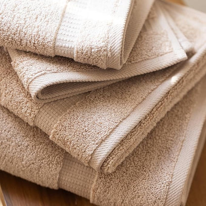 SALBAKOS 100% Turkish Cotton 6-Piece Towel Set | Heirloom Quality Hotel & Spa Collection | Soft, Super Absorbent 2 Washcloth, 2 Hand, 2 Bath Towel Sets | Made in Turkey (Taupe, 6 Piece Towel Set)