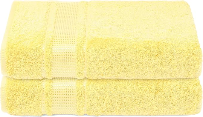 Melissa Linen 2-Piece Turkish Cotton Face & Hand Towels - 20 in x 35 in, Absorbent, Quick Dry, Durable & Soft, Spa & Hotel Quality (Light Yellow)