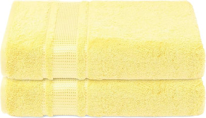 Melissa Linen 2-Piece Turkish Cotton Face & Hand Towels - 20 in x 35 in, Absorbent, Quick Dry, Durable & Soft, Spa & Hotel Quality (Light Yellow)