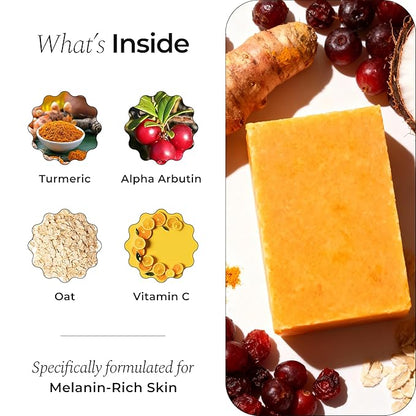 Glo Melanin Organic Turmeric Soap for Dark Spots, Soap for Face, All Natural Face Wash