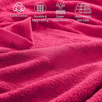 LANE LINEN 100% Cotton Bathroom Towels Set - 24 PCs - Quick Dry, Soft & Absorbent - Genlte On Skin - 4 Bath, 4 Fingertip, 6 Hand Towel, 8 Washcloths, 2 Bath Sheets for Her - Fuchsia