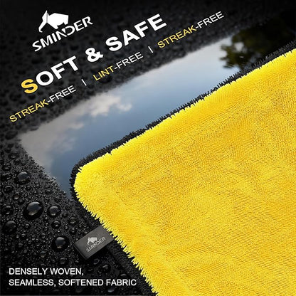 1400 GSM Car Drying Towels – Microfiber Towels for Cars (48" x 24"), Ultra-Absorbent, Streak-Free, Scratch-Free, No Water Spots, Double-Twist Pile & Edgeless Design